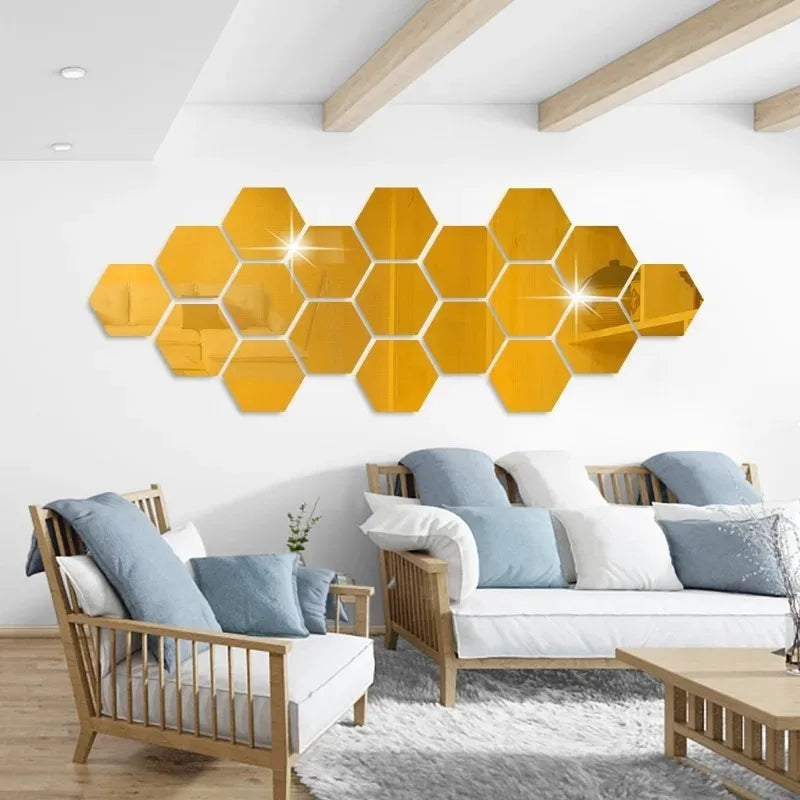 12 Peças Hexagonais de Parede