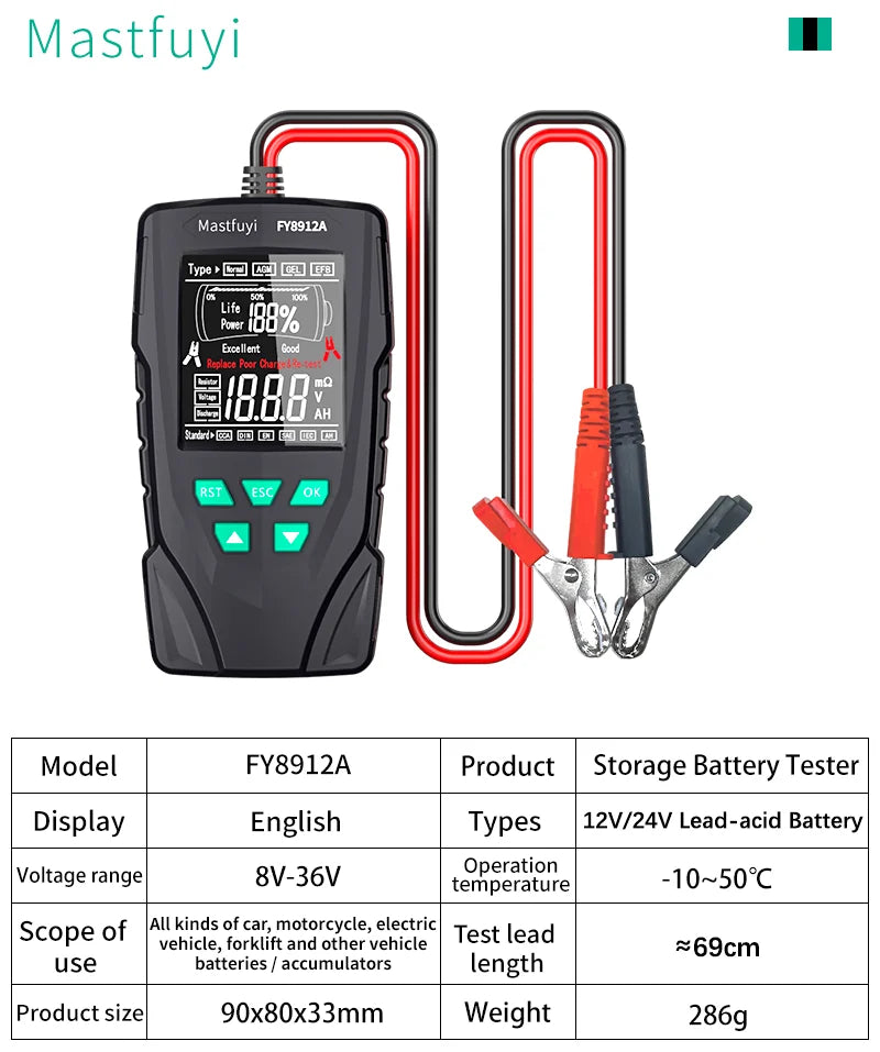 Testador de Bateria Automotiva 12V/24V